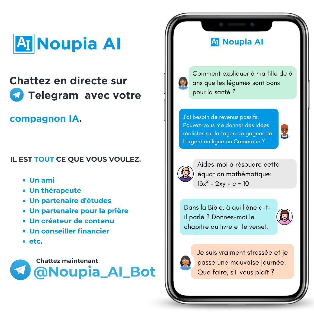 Noupia AI - Desormais disponible sur Telegram